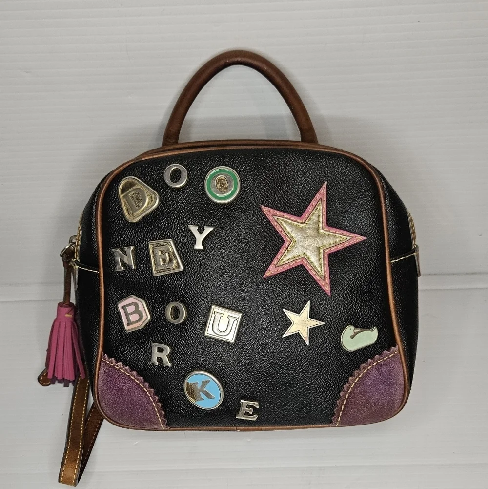 Y2K Dooney&Bourke Square Backpack Purse ,Graffiti Charms, Lindsay Lohan Vintage.